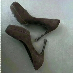 YSL brown suede platform pumps size 39.5 very good condition comes dust bag .